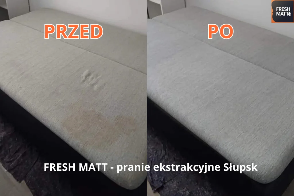 Pranie kanapy przed i po w Słupsku – Fresh Matt